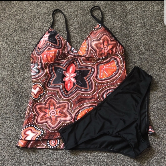 New Orange and Black Tankini - Picture 1 of 5